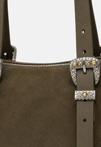 Borsa a spalla Mini in Pelle Scamosciata Donna PINKO Verde/nickel