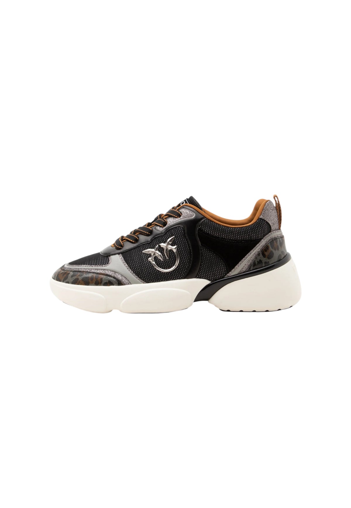 Pinko sneakers donna Alba in tessuto e pelle glitter nero Black