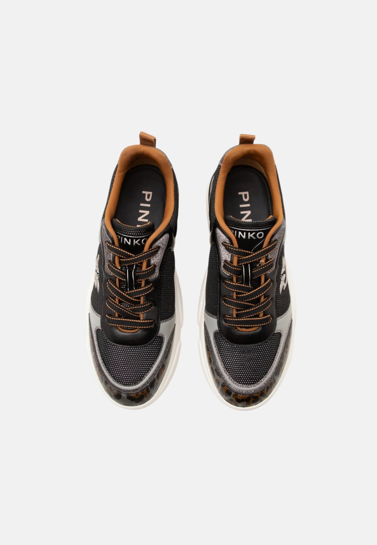 Pinko sneakers donna Alba in tessuto e pelle glitter nero Black