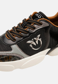 Pinko sneakers donna Alba in tessuto e pelle glitter nero Black