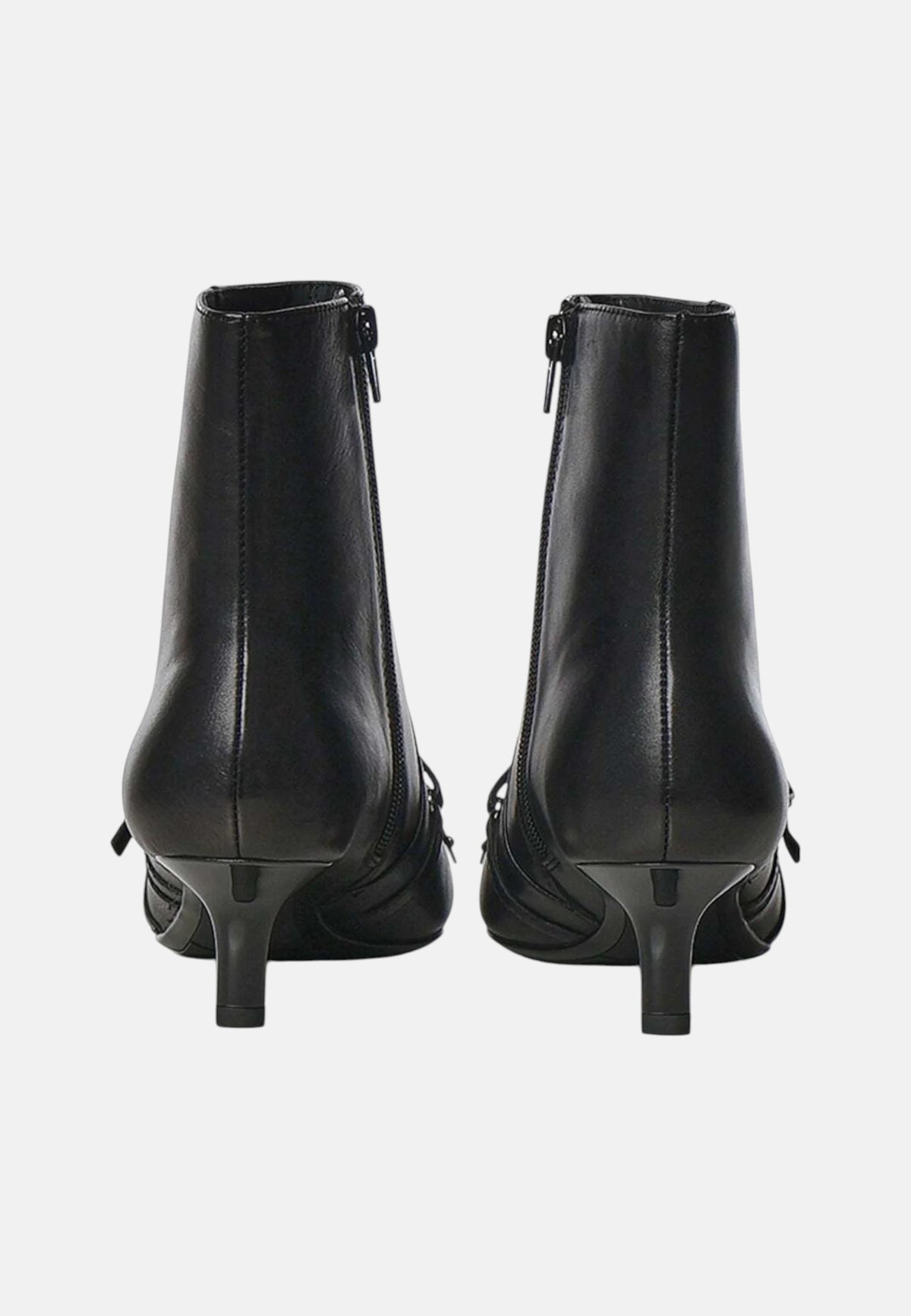 Stivaletti alla caviglia in pelle con cinturini e frange Donna Pinko Black
