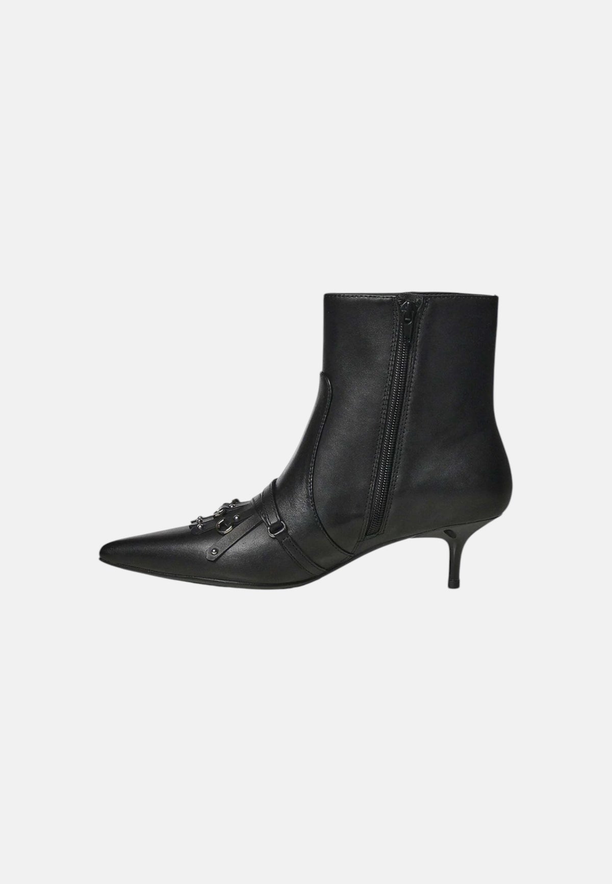 Stivaletti alla caviglia in pelle con cinturini e frange Donna Pinko Black