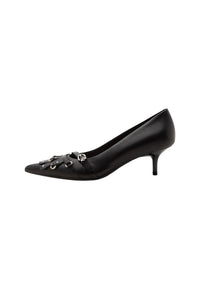 Décolleté in pelle con cinturini e frange Pinko Black