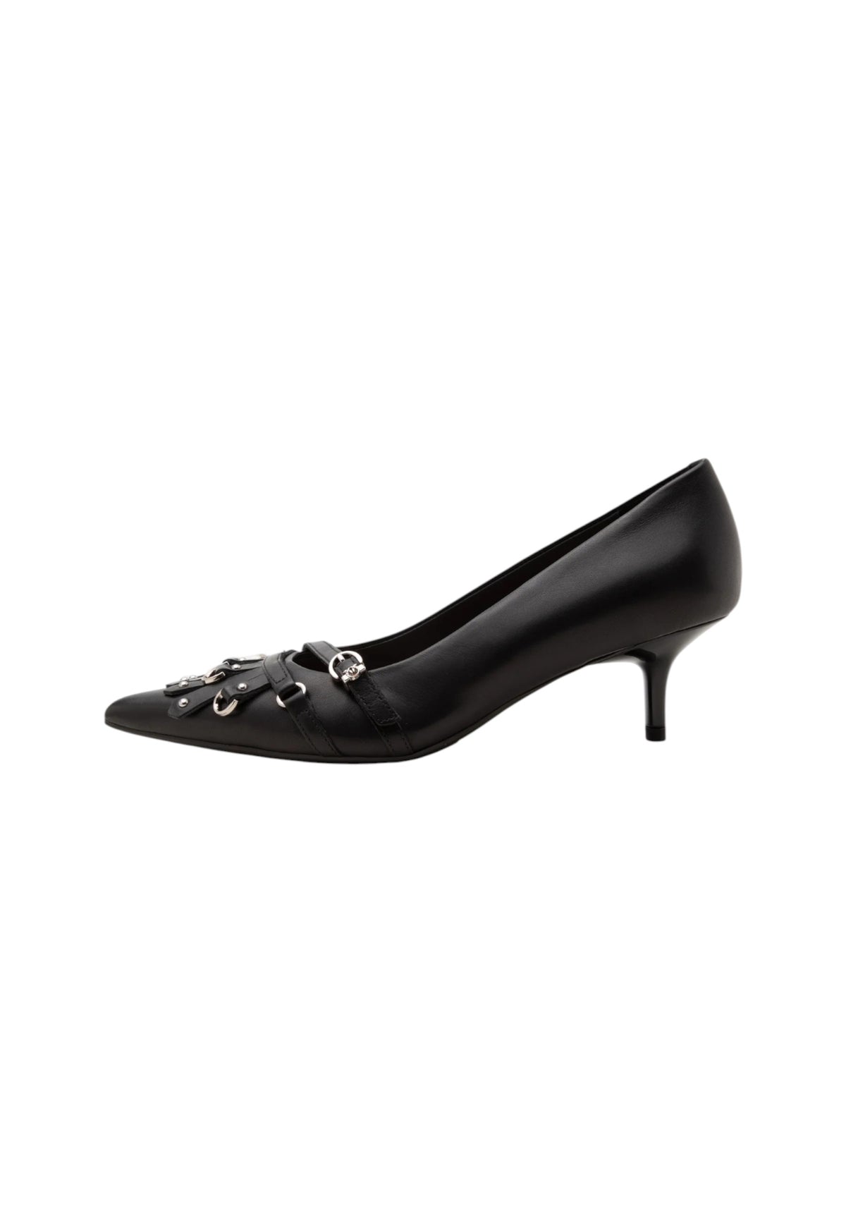 Décolleté in pelle con cinturini e frange Pinko Black