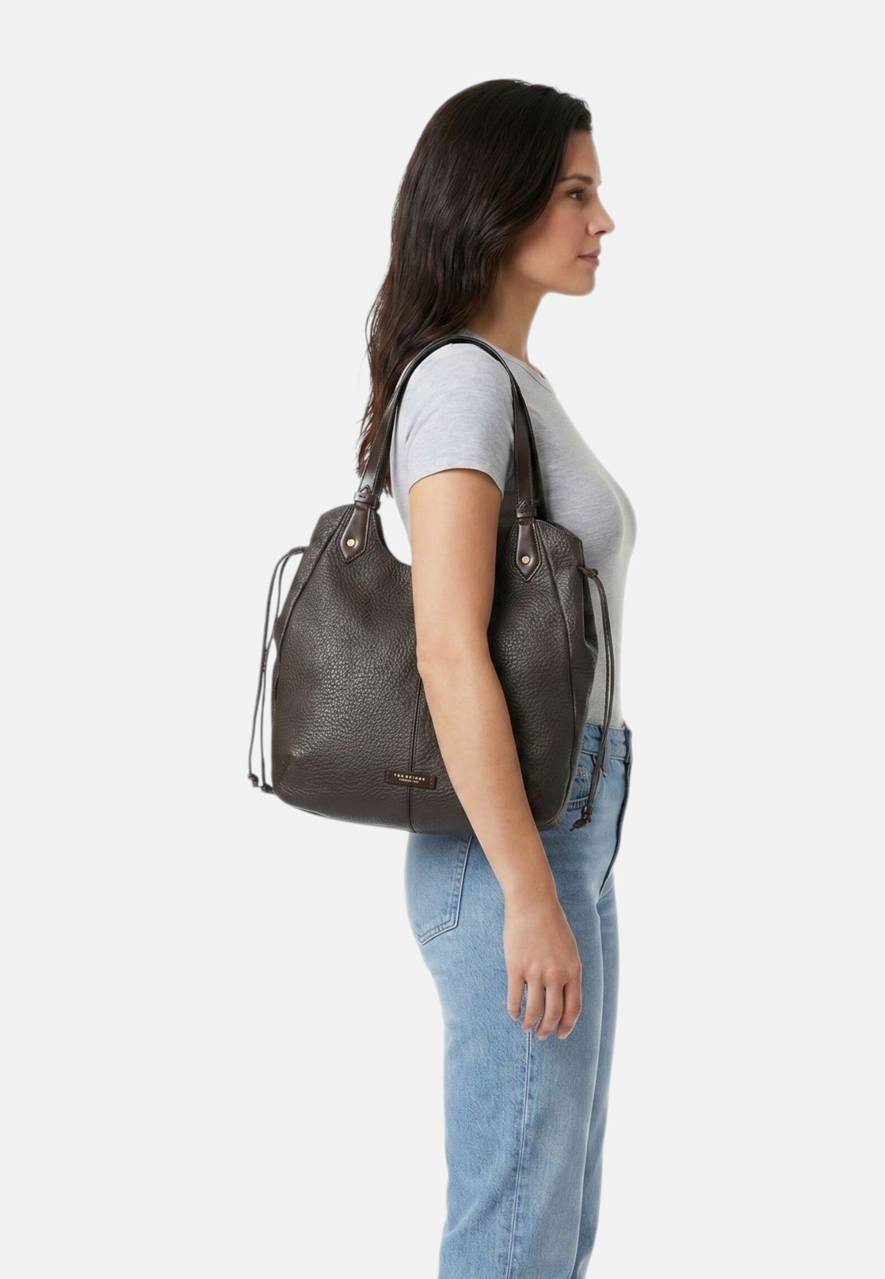 Martina Borsa hobo pelle di vacchetta The Bridge Moka/oro