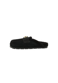 Sabot da Donna in pelle scamosciata con dettagli in stile orsetto Black/white