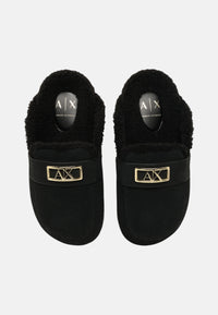 Sabot da Donna in pelle scamosciata con dettagli in stile orsetto Black/white