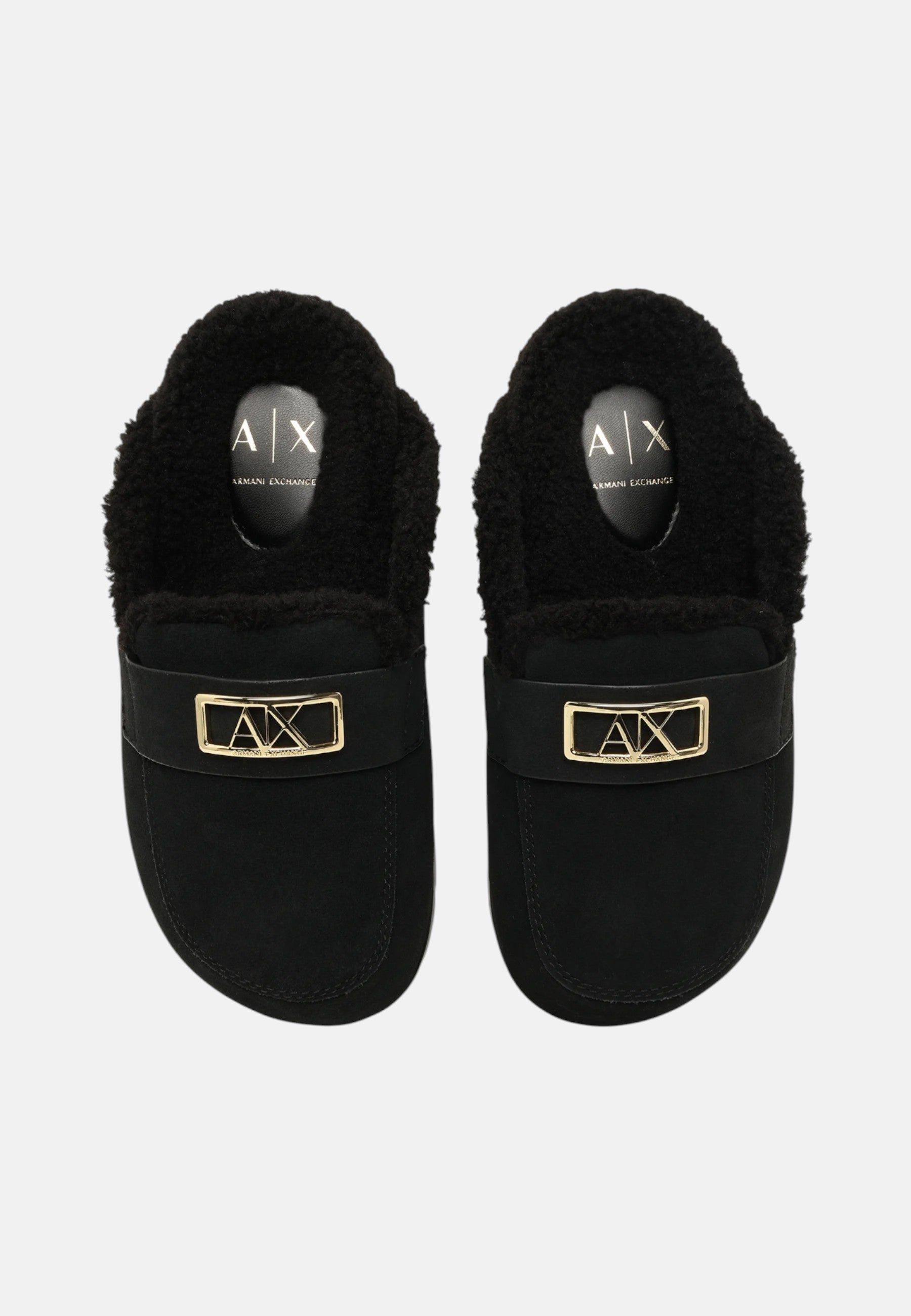 Sabot da Donna in pelle scamosciata con dettagli in stile orsetto Black/white
