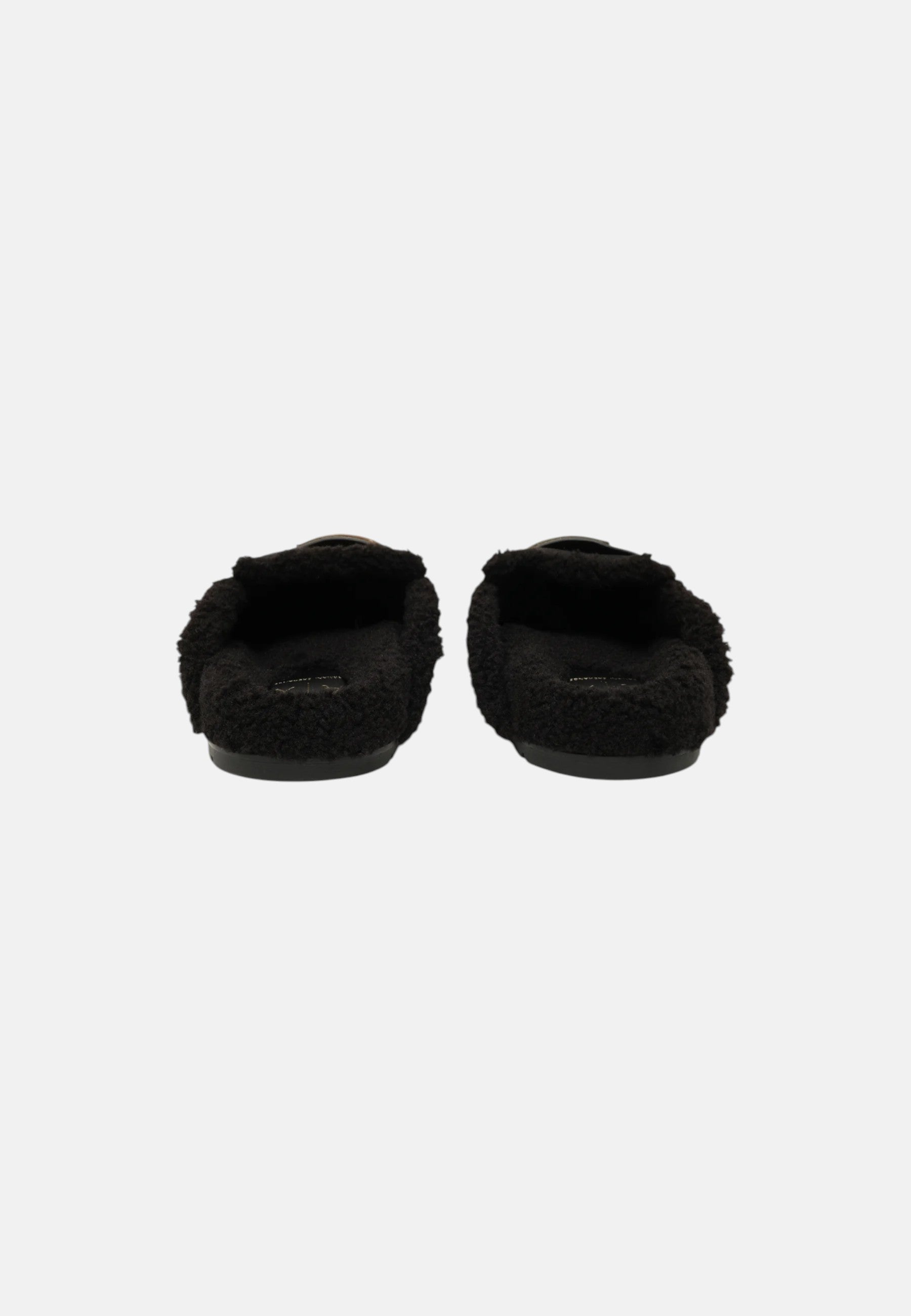 Sabot da Donna in pelle scamosciata con dettagli in stile orsetto Black/white