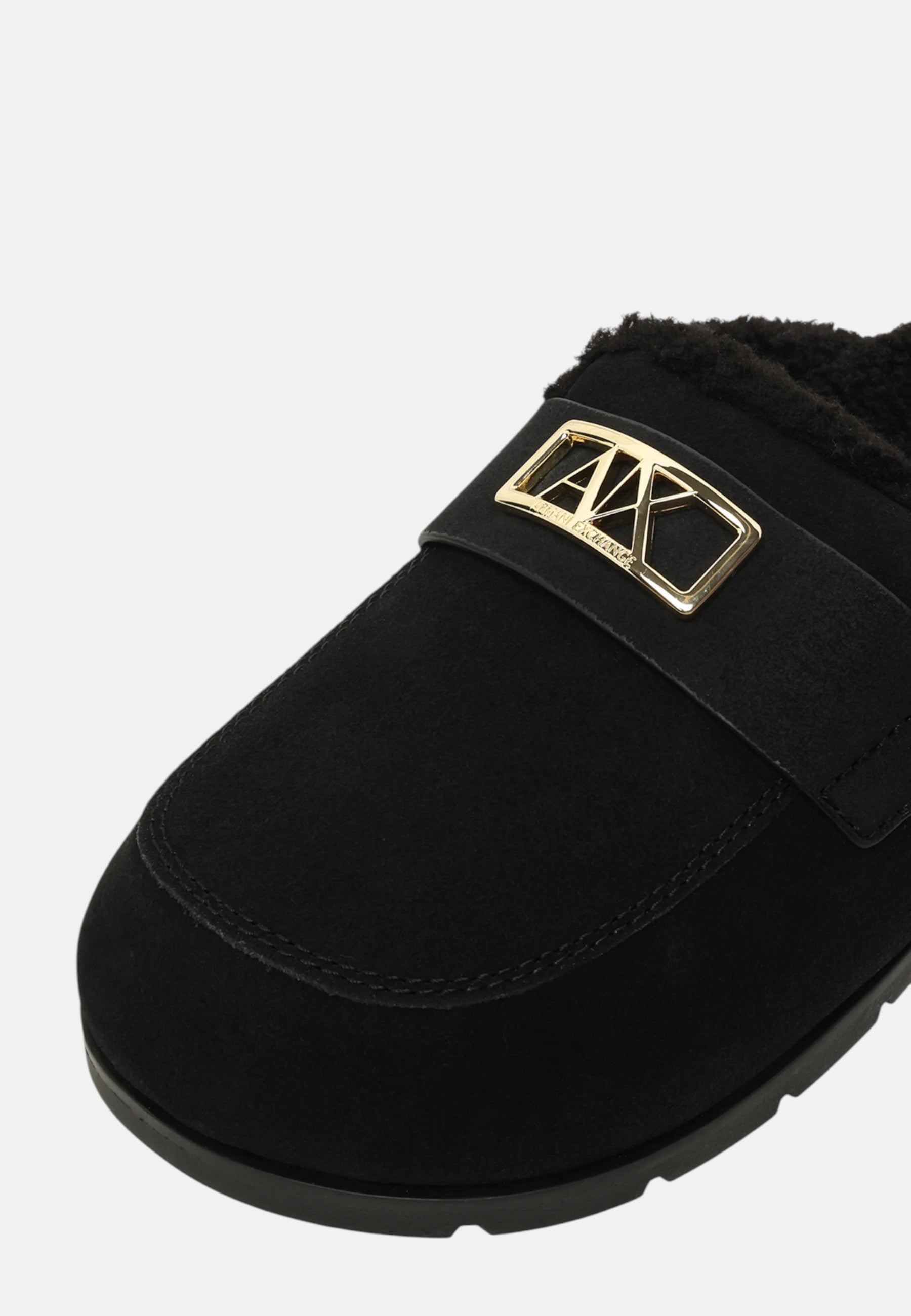 Sabot da Donna in pelle scamosciata con dettagli in stile orsetto Black/white