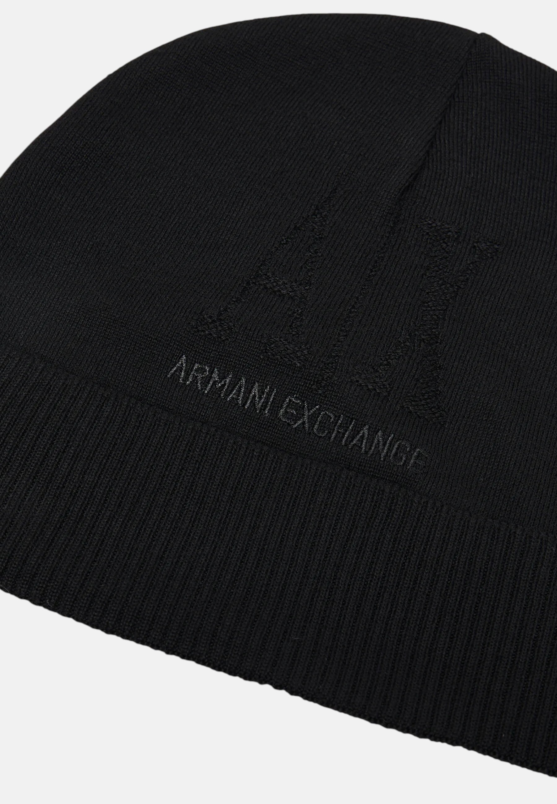 Berretto lavorato a maglia in lana vergine Armani Exchange Black