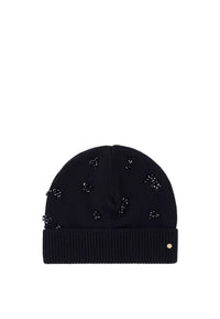 Berretto da Donna in viscosa con paillettes e risvolto Armani Ecxchange Black