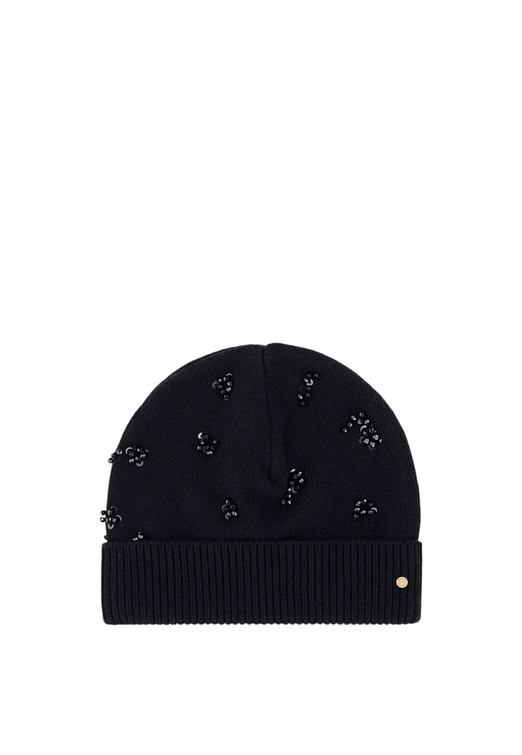 Berretto da Donna in viscosa con paillettes e risvolto Armani Ecxchange Black