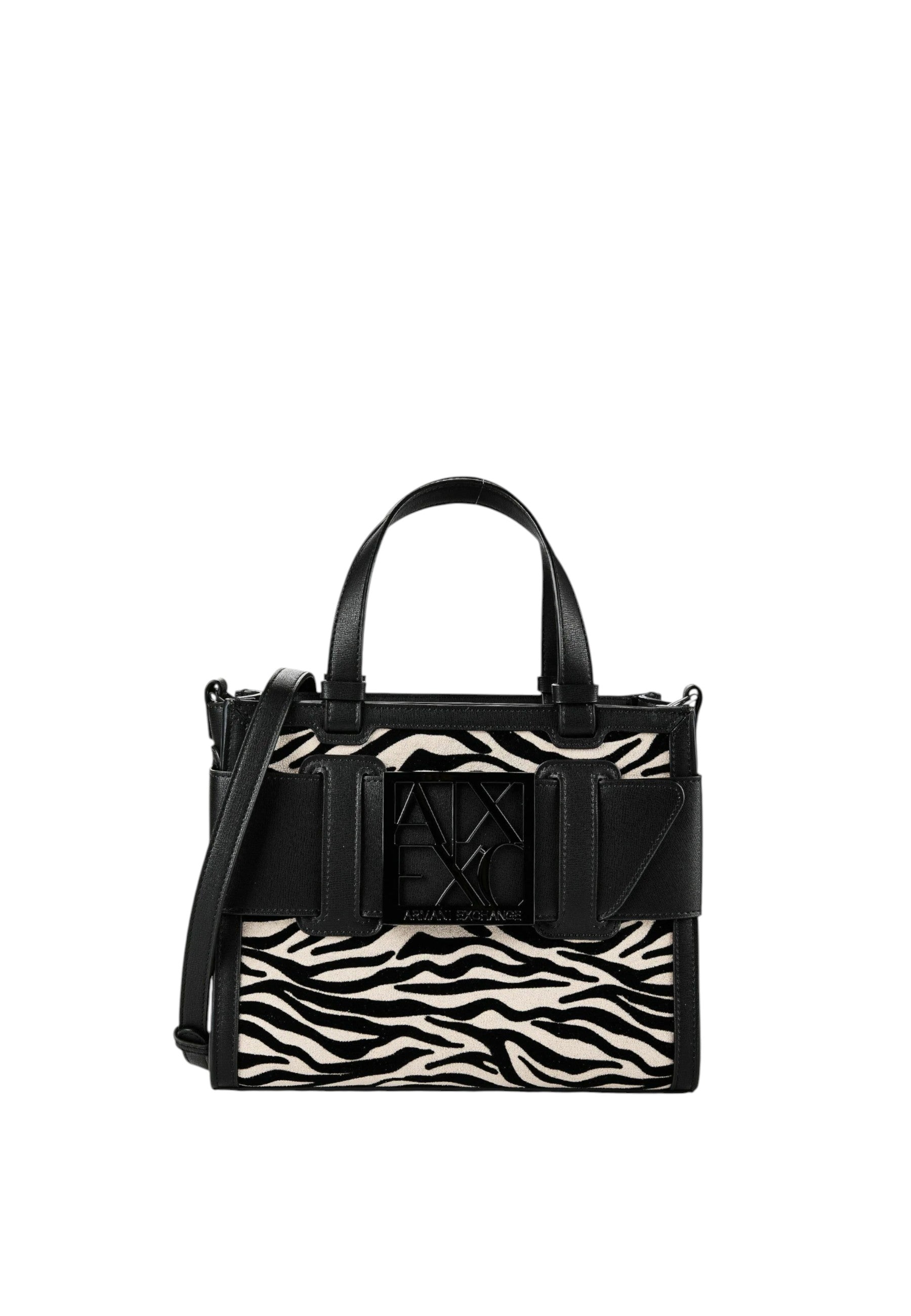 Borsa a Mano effetto Animalier Donna Armani Exchange Black/script