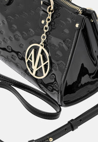 Armani Exchange Borsa a Mano in vernice con logo in rilievo Black