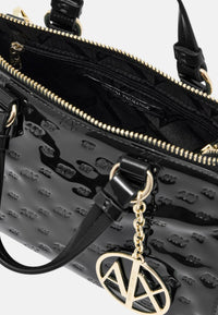 Armani Exchange Borsa a Mano in vernice con logo in rilievo Black