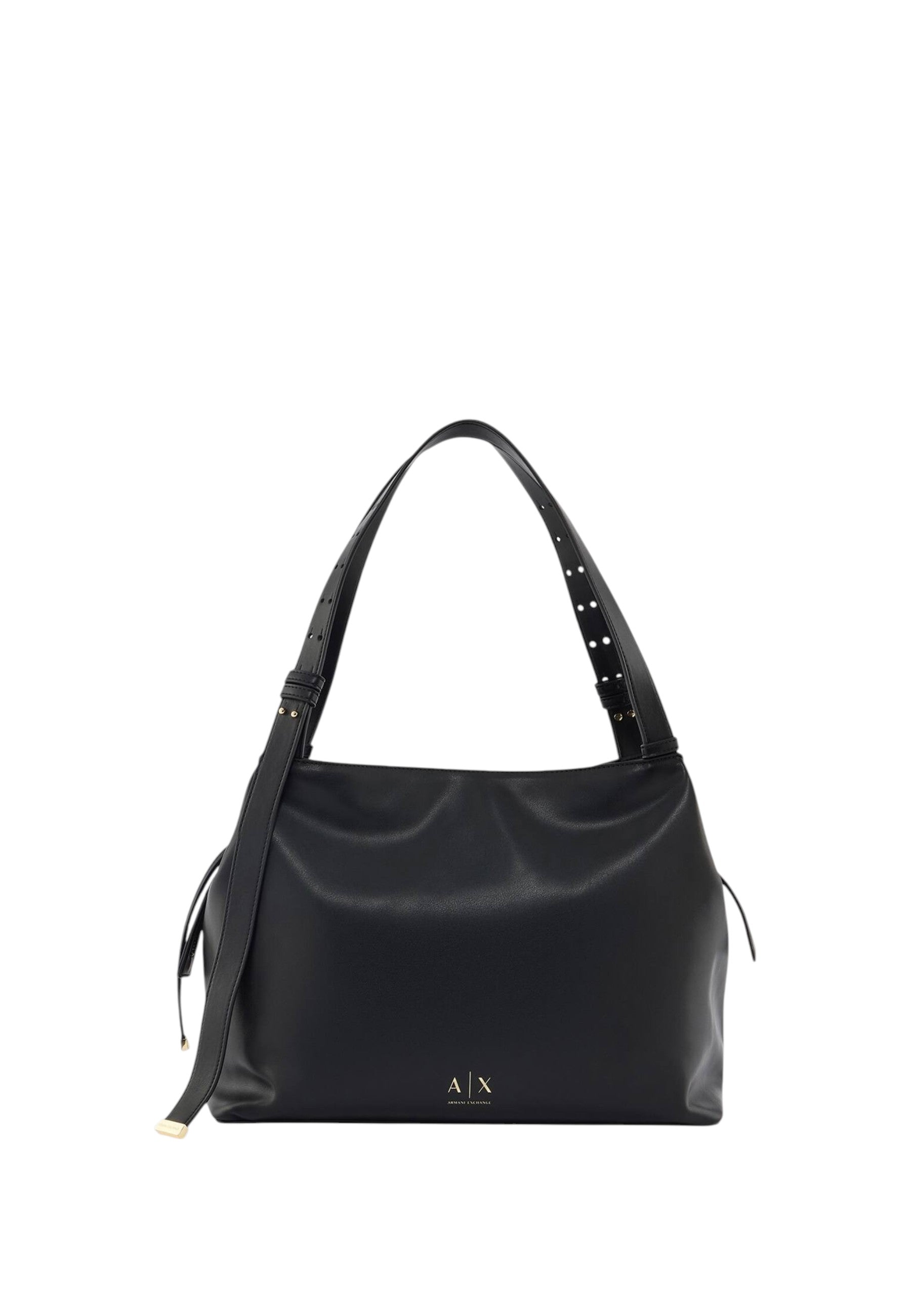 Borsa shopping scamosciata con profili effetto shearling Donna Armani Exchange Black