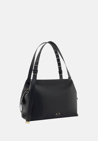 Borsa shopping scamosciata con profili effetto shearling Donna Armani Exchange Black