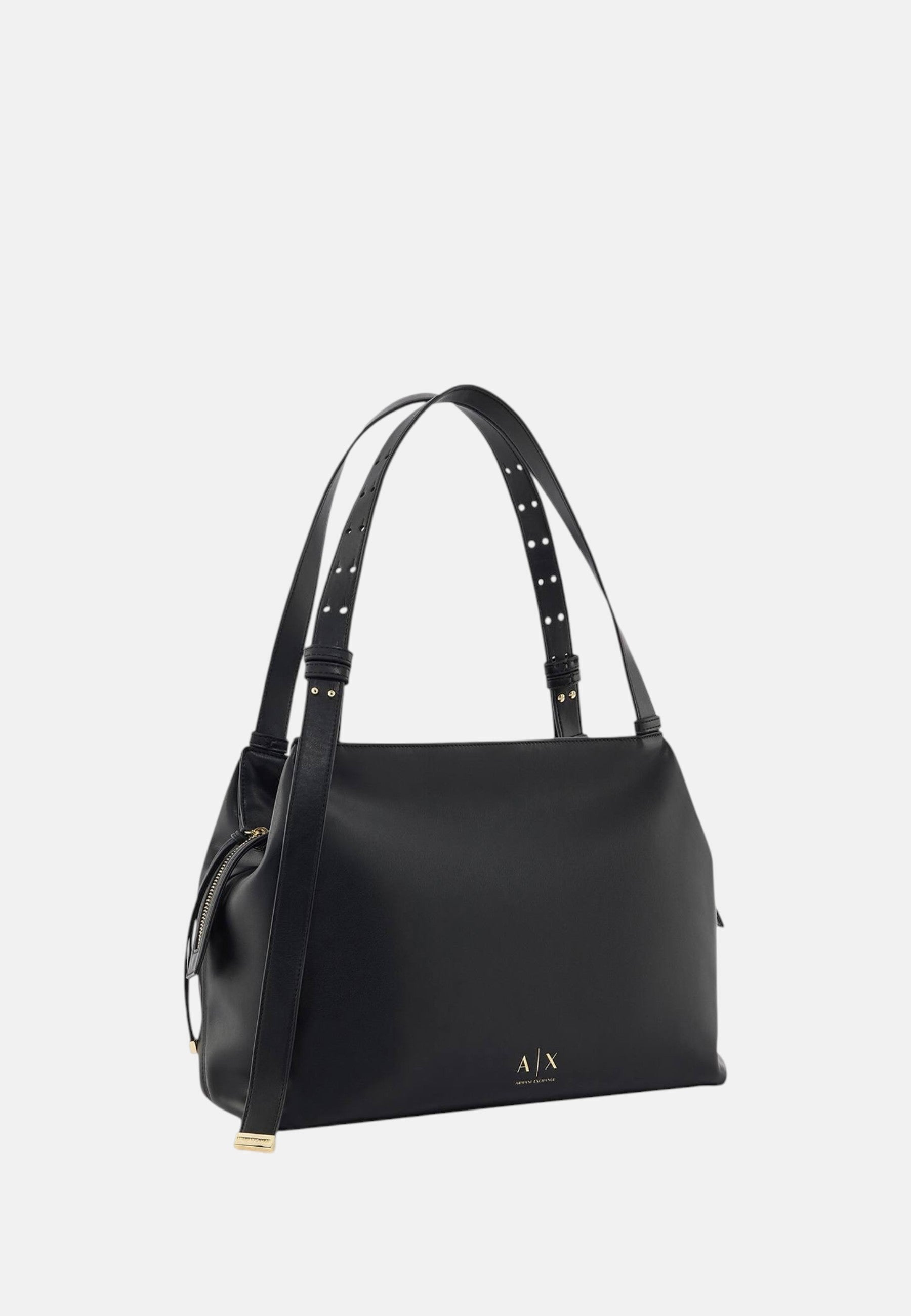 Borsa shopping scamosciata con profili effetto shearling Donna Armani Exchange Black