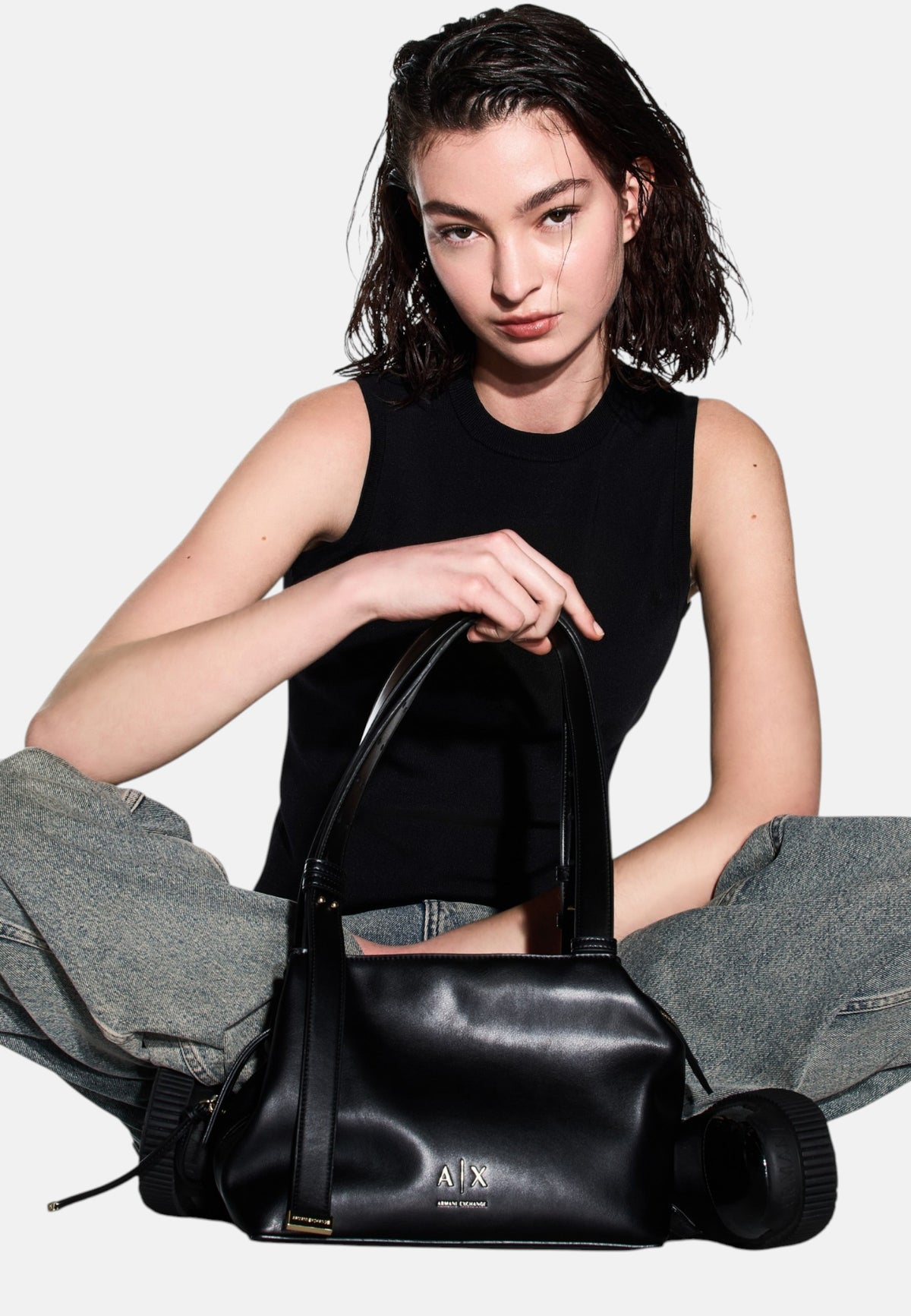 Borsa piccola a spalla con due manici Donna Armani Exchange Armani Exchange Black