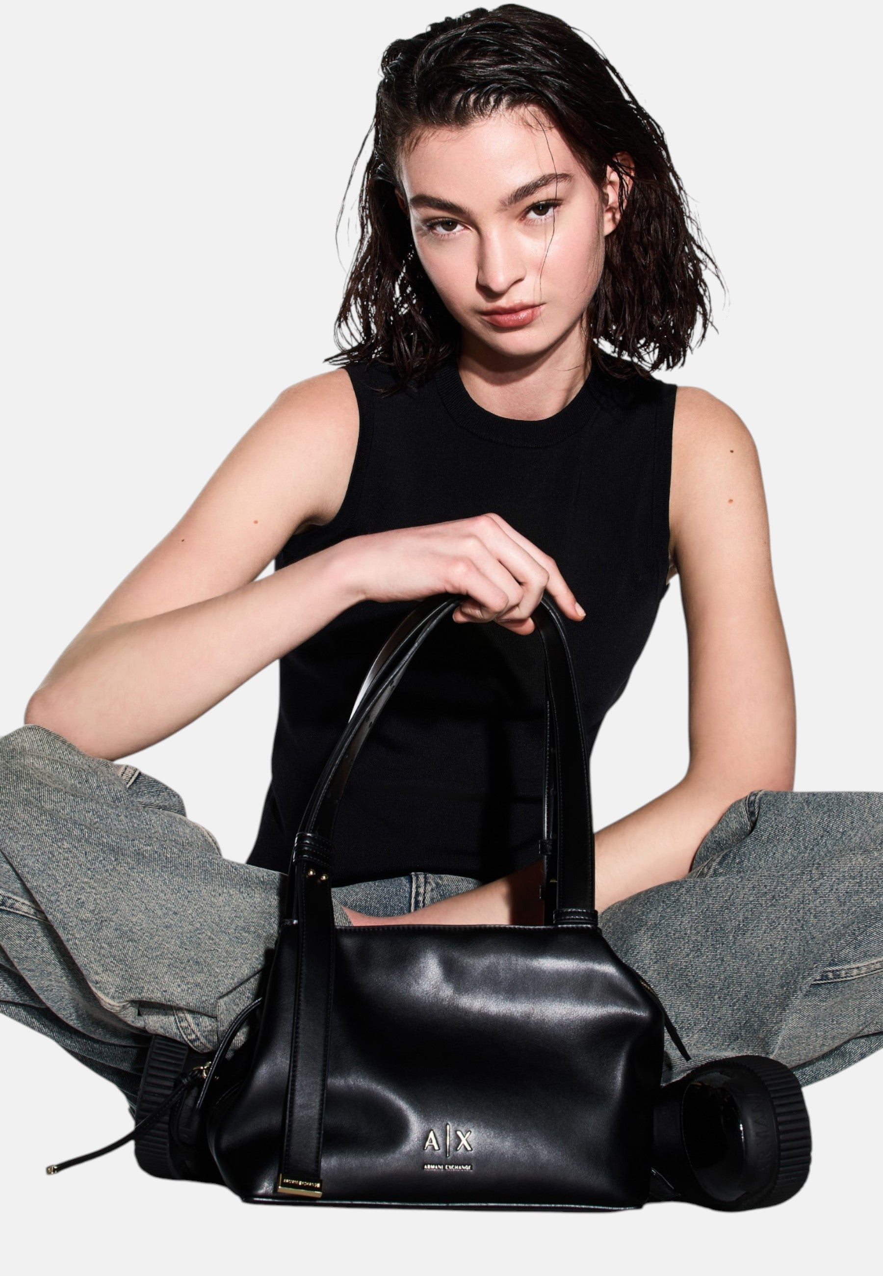 Borsa piccola a spalla con due manici Donna Armani Exchange Armani Exchange Black