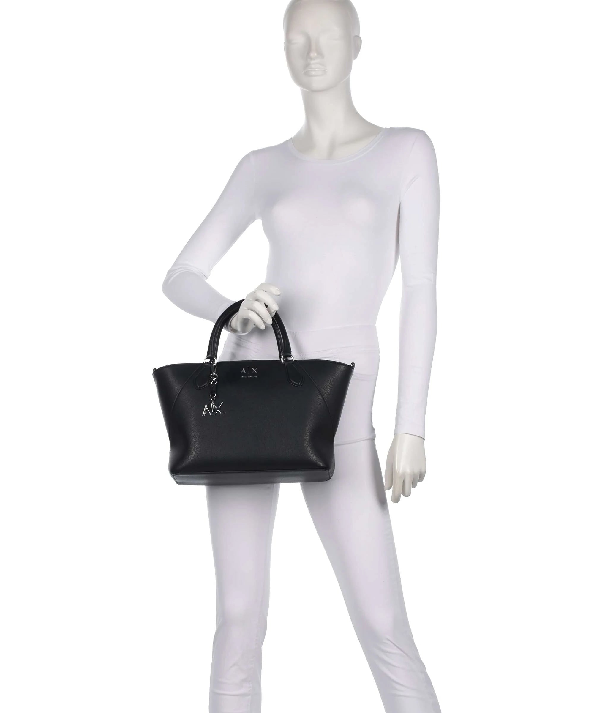 Shopping bag con charm e tracolla rimovibile Donna Armani Exchange Black