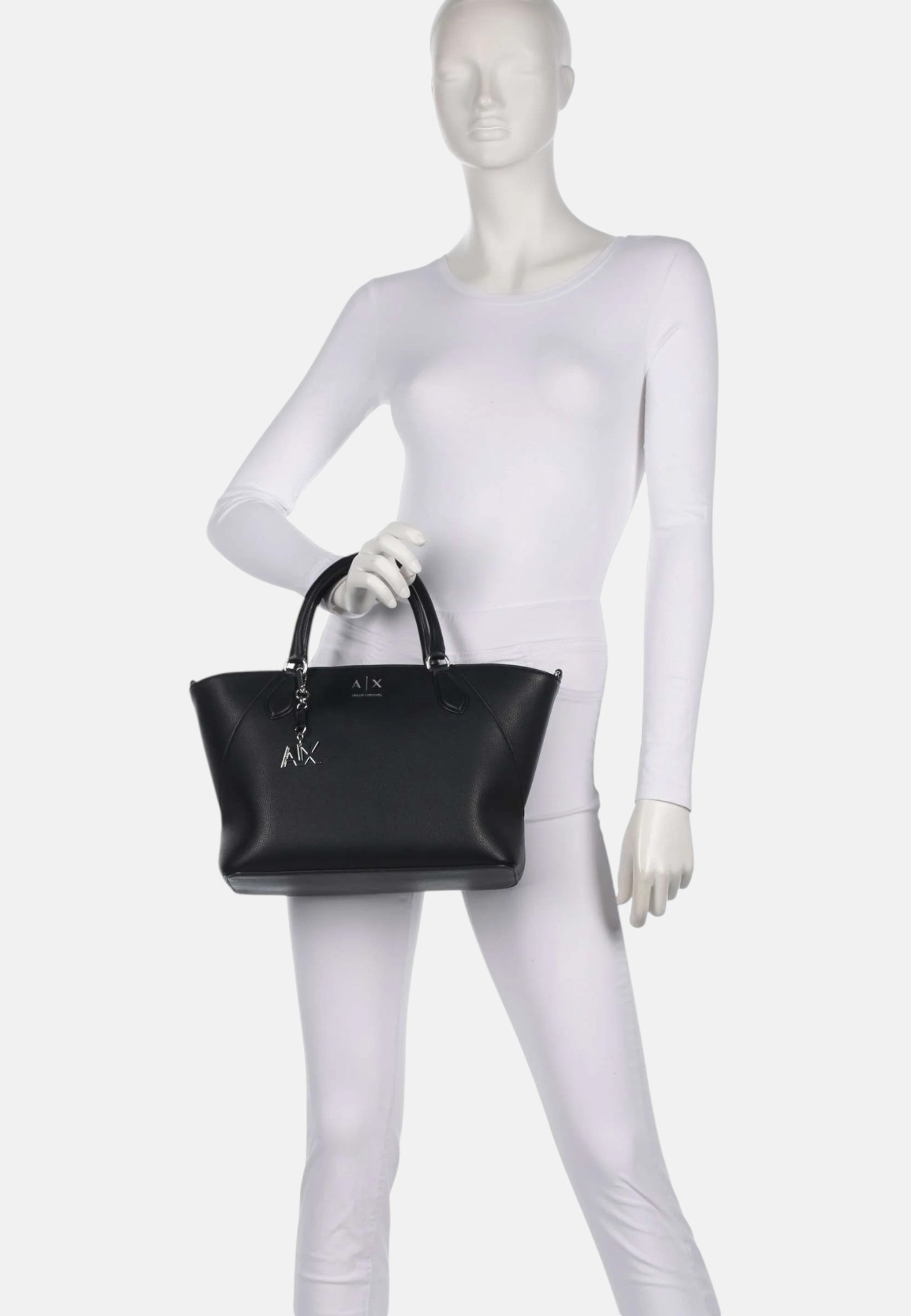Shopping bag con charm e tracolla rimovibile Donna Armani Exchange Black