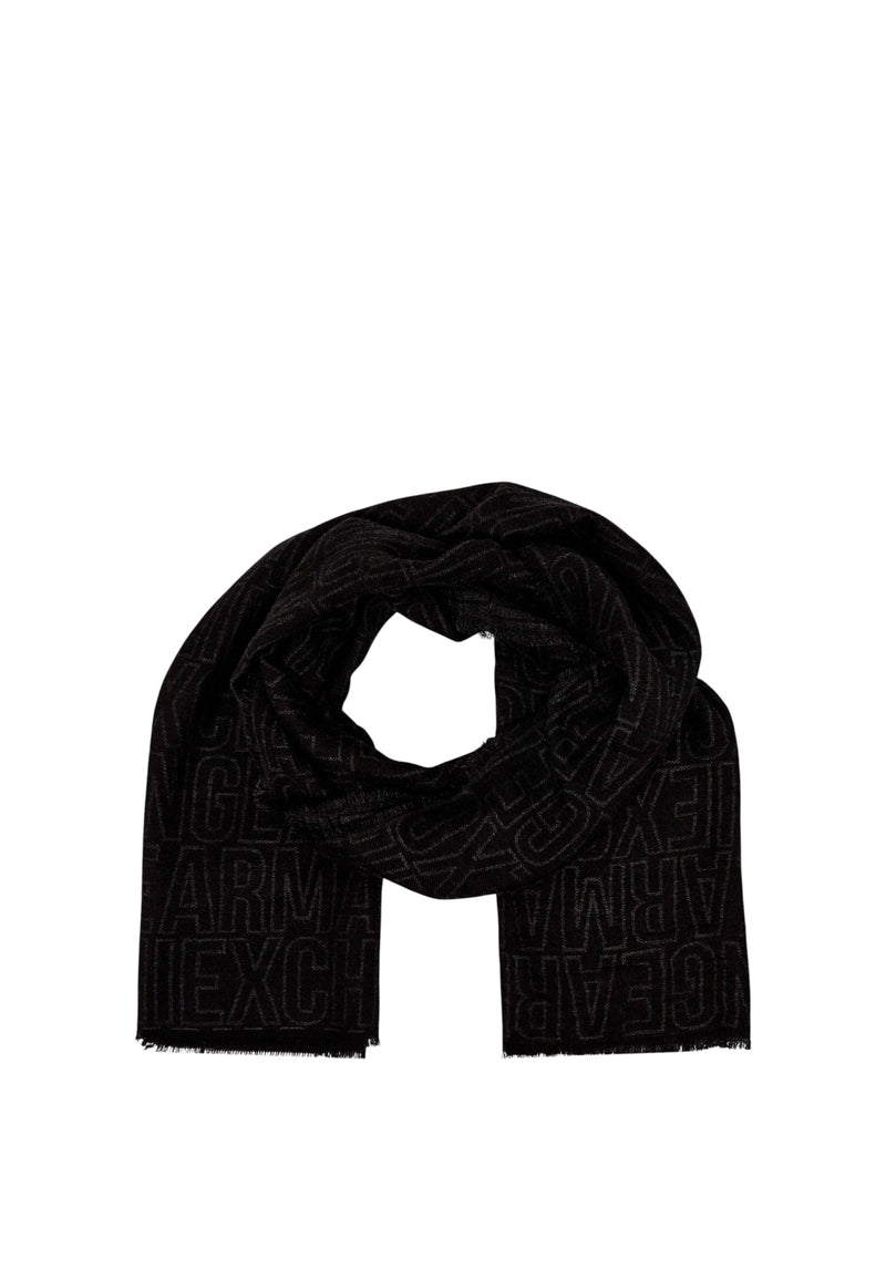 Sciarpa da uomo con misto Cotone Armani Exchange Black Logo