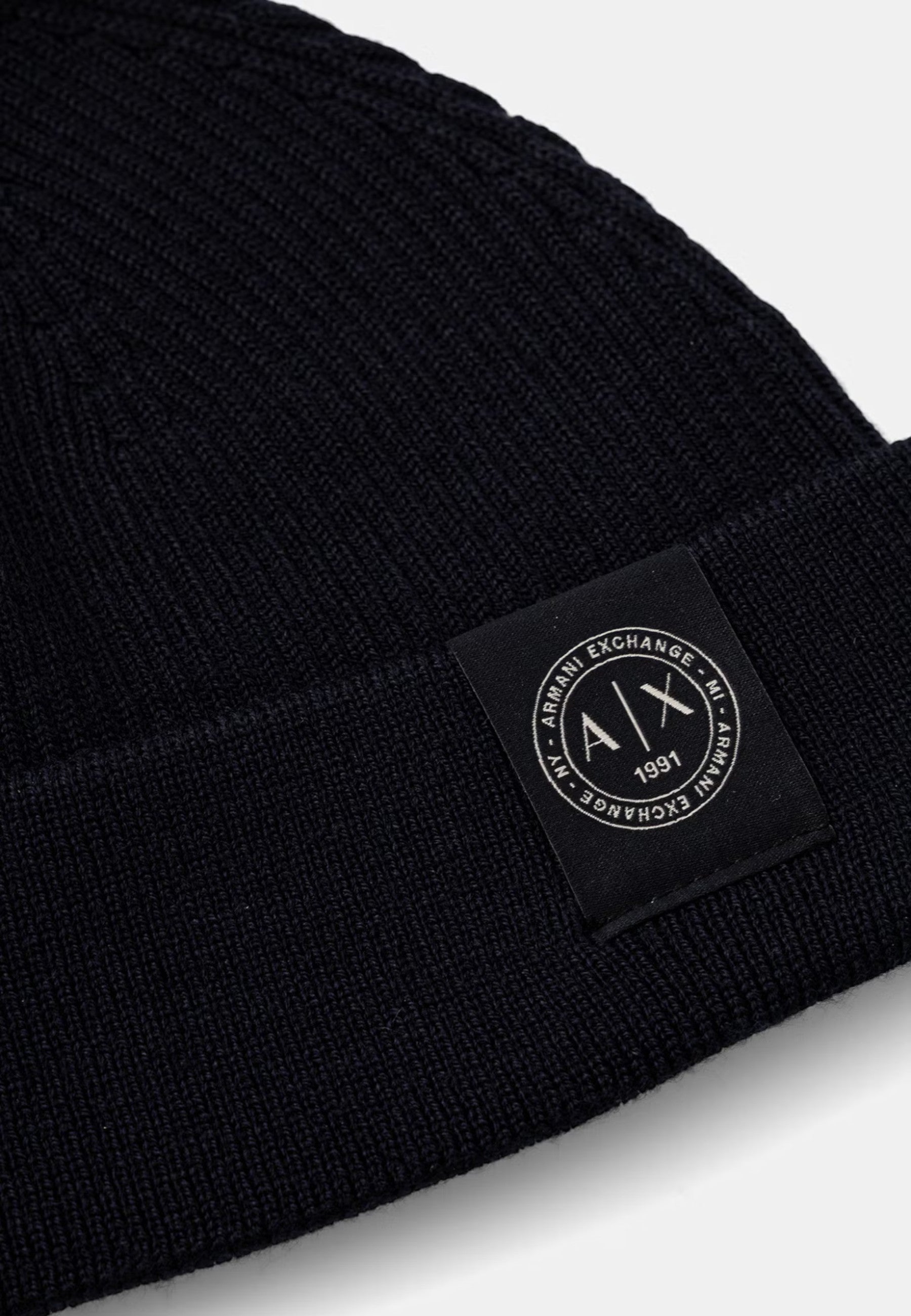 Cappello Beanie Uomo Armani Exchange in Lana e Cotone Deep Navy