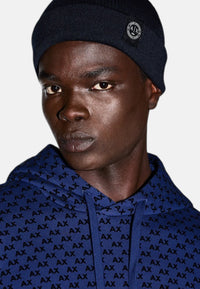 Cappello Beanie Uomo Armani Exchange in Lana e Cotone Black