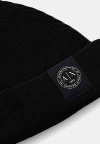 Cappello Beanie Uomo Armani Exchange in Lana e Cotone Black