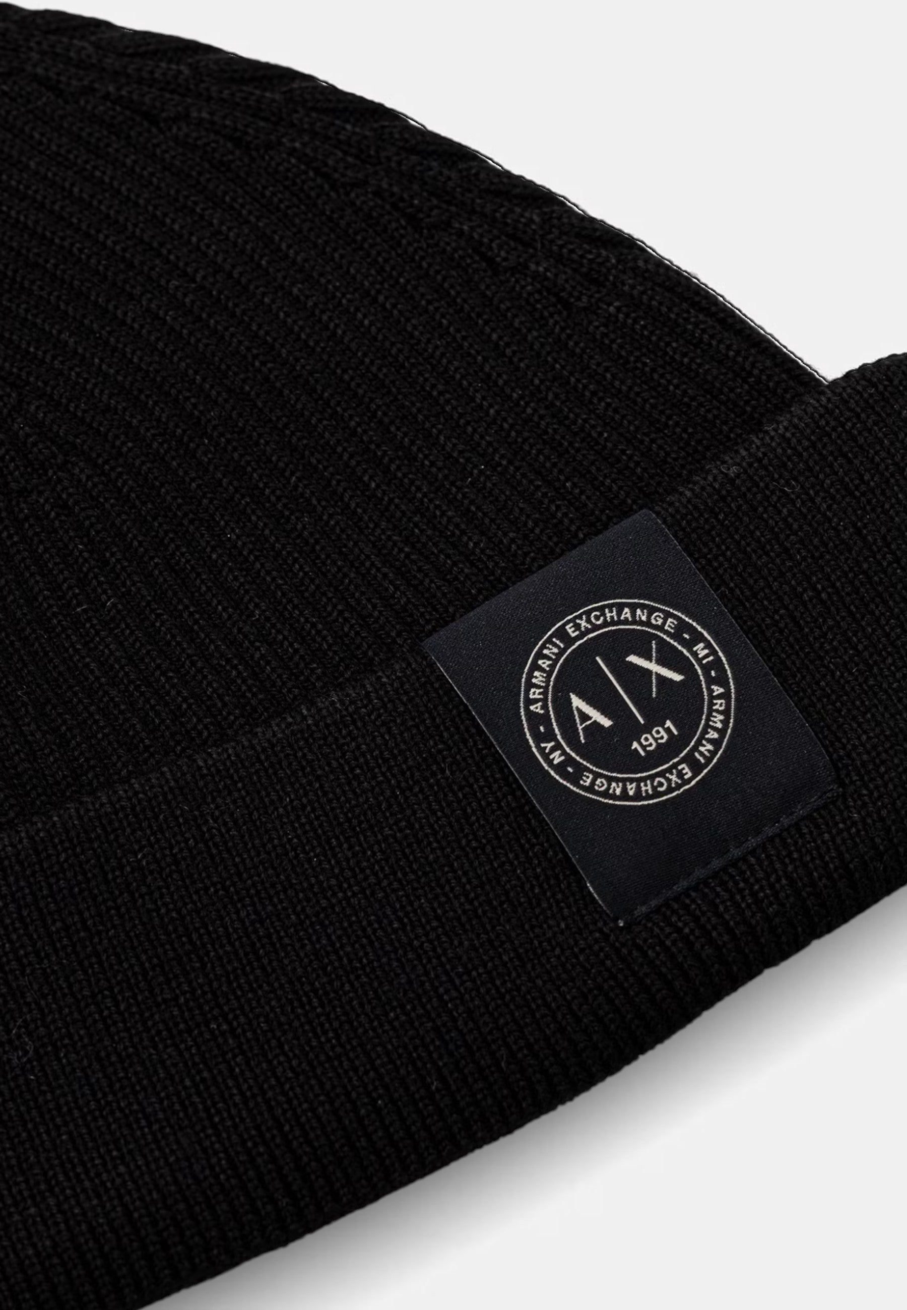 Cappello Beanie Uomo Armani Exchange in Lana e Cotone Black