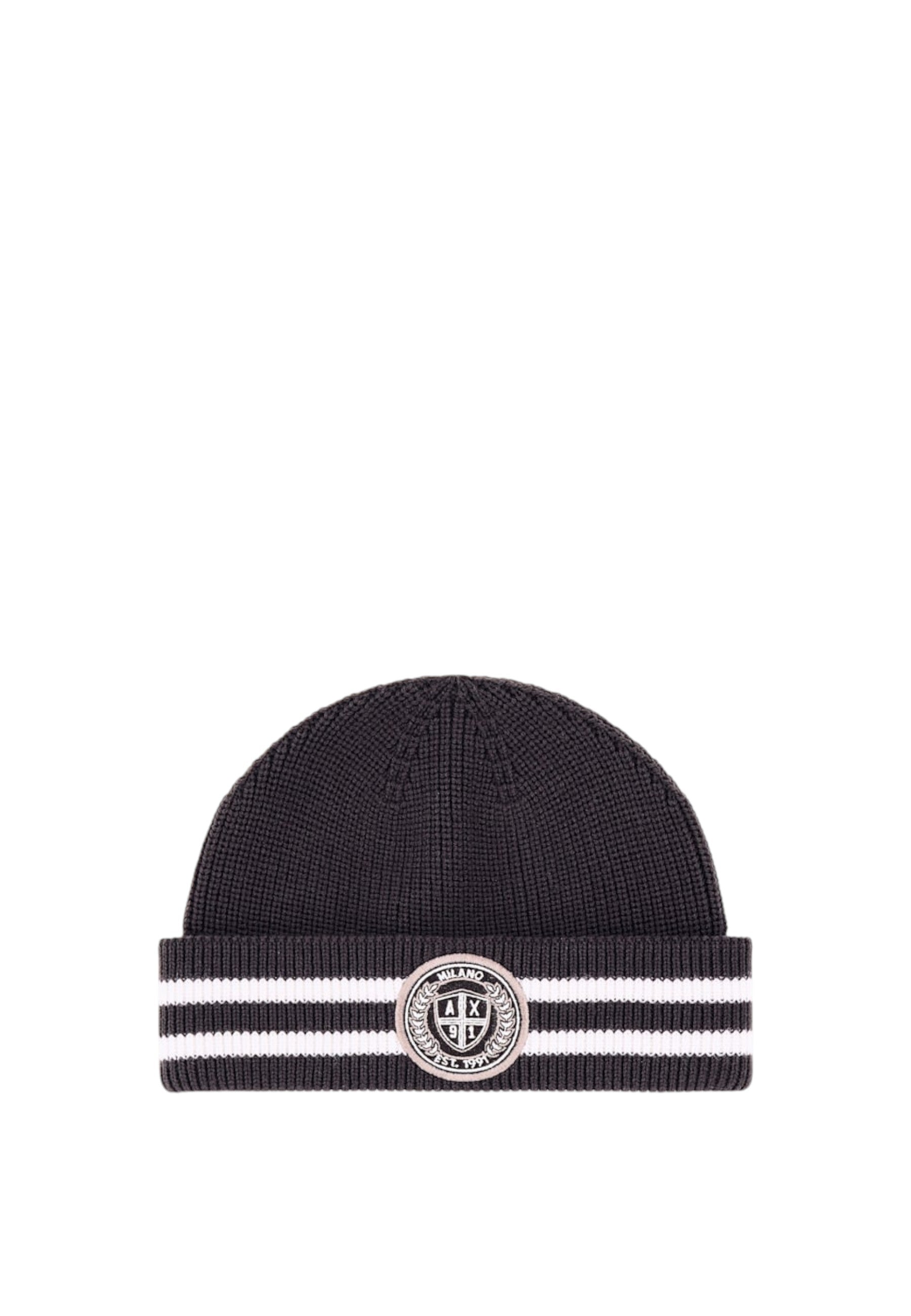 Cappello Beanie Uomo Armani Exchange in Lana e Cotone Licorice/vintage Off