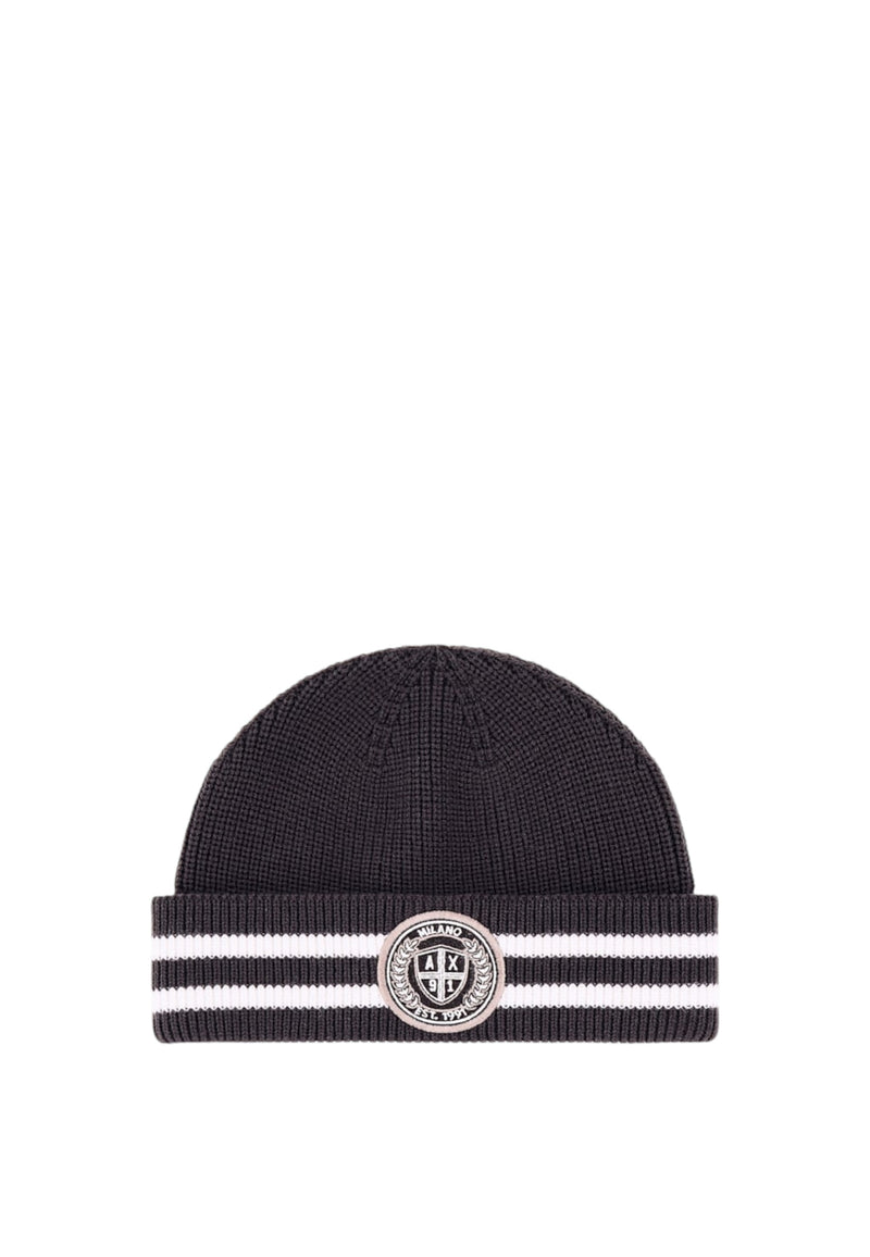 Cappello Beanie Uomo Armani Exchange in Lana e Cotone Licorice/vintage Off