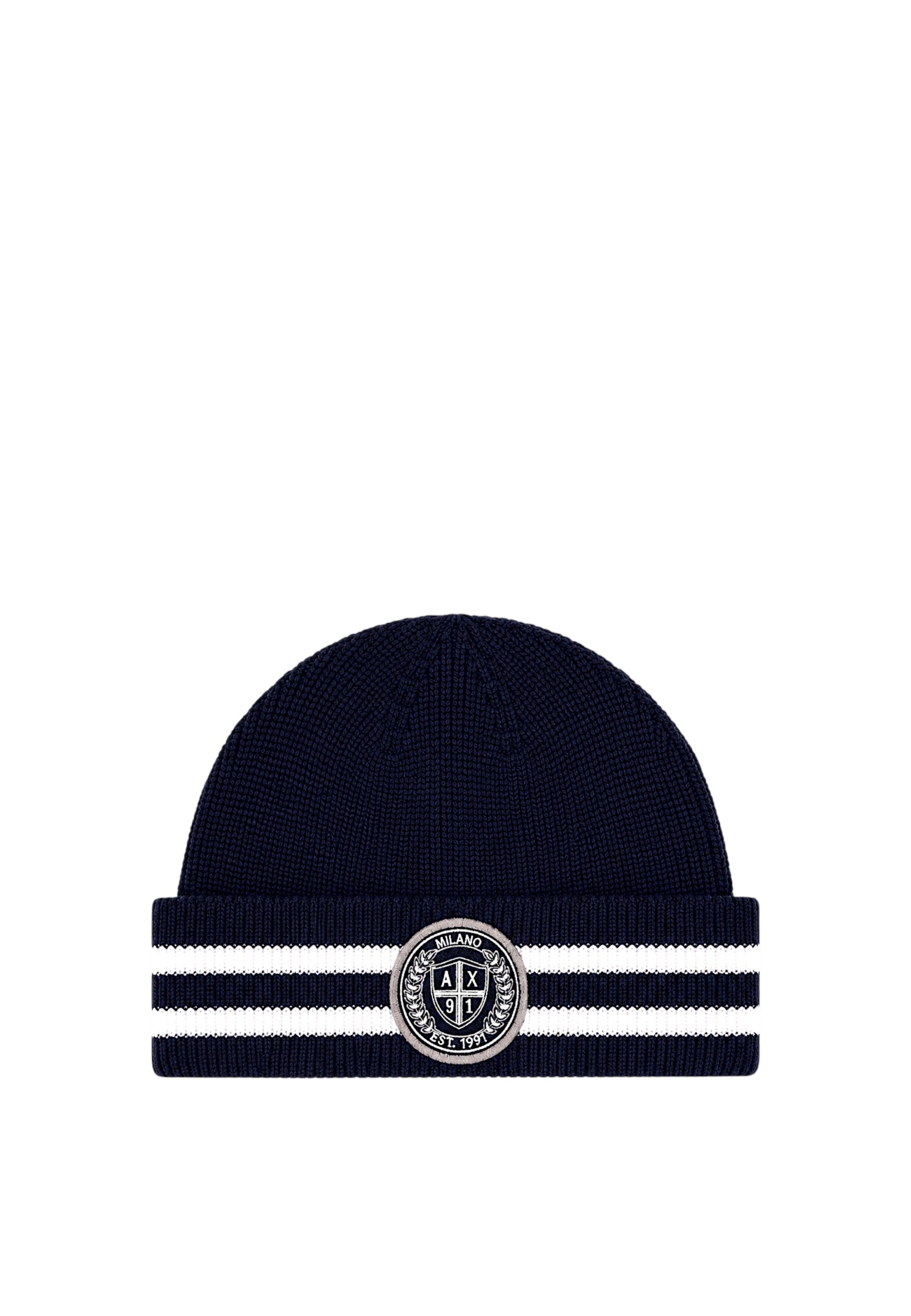 Cappello Beanie Uomo Armani Exchange in Lana e Cotone Deep Navy/vintage Of