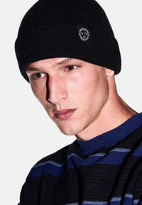 Berretto lavorato a maglia in misto lana vergine e cotone Armani Exchange Beige Melange