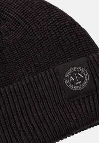 Berretto lavorato a maglia in misto lana vergine e cotone Armani Exchange Licorice