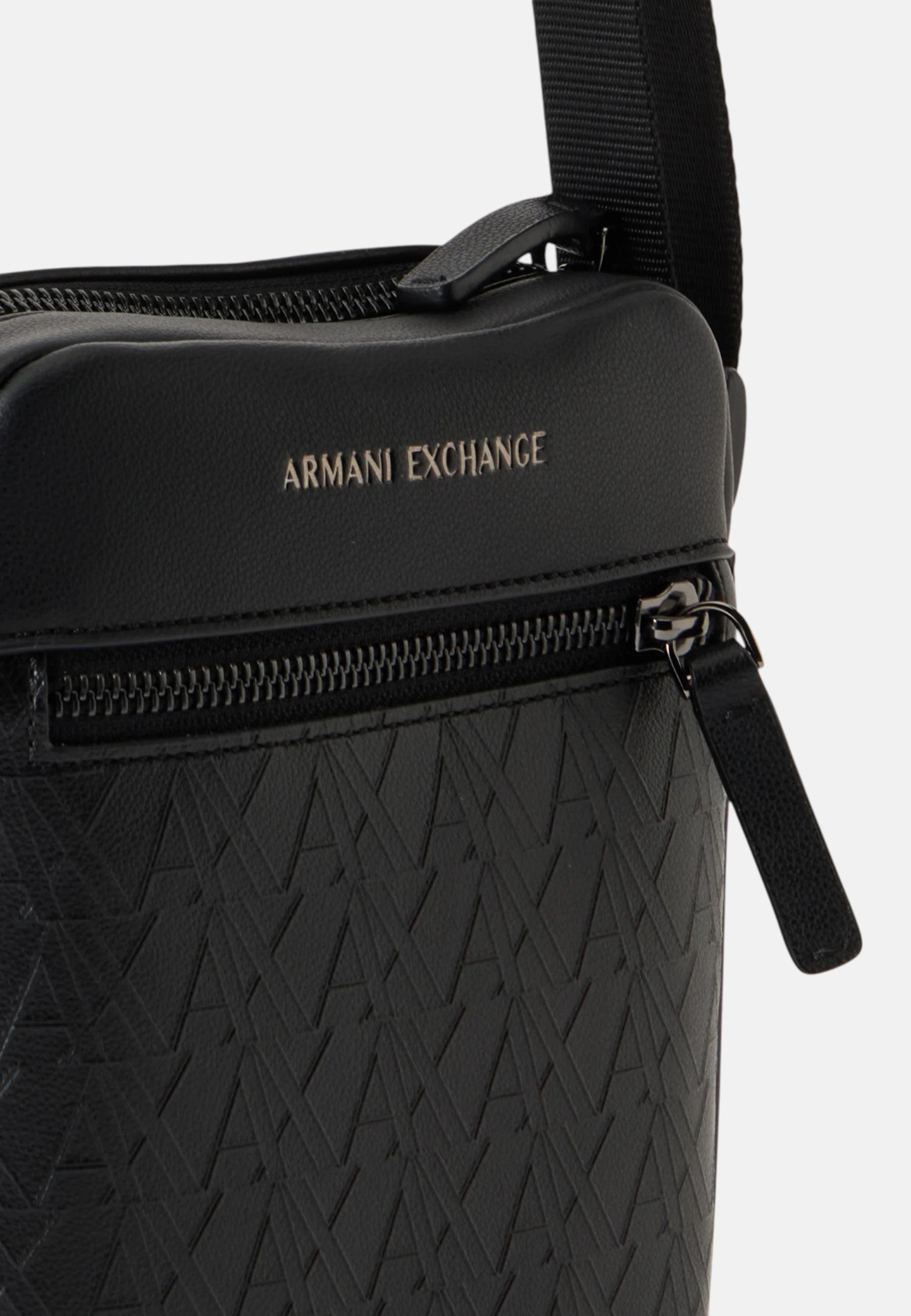 Borsello reporter con tracolla regolabile e logo in metallo  Armani Exchange Black