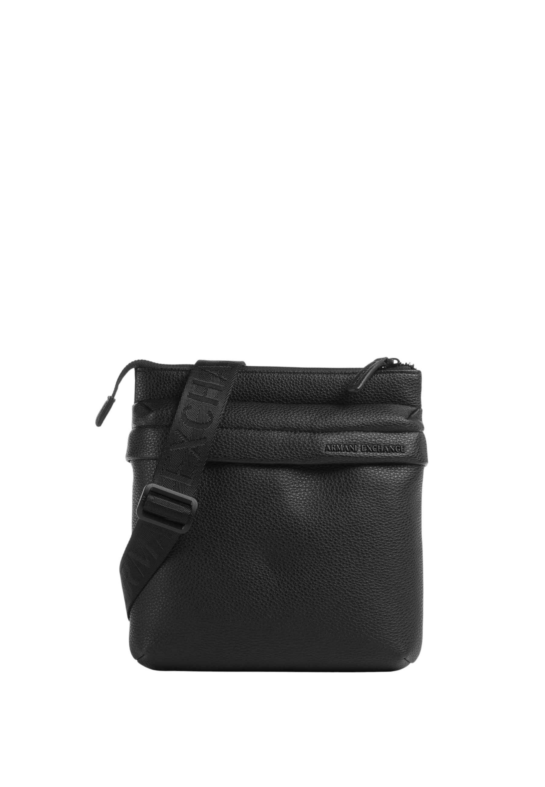 Borsello a tracolla piatta con banda a contrasto e zip Armani Exchange Black
