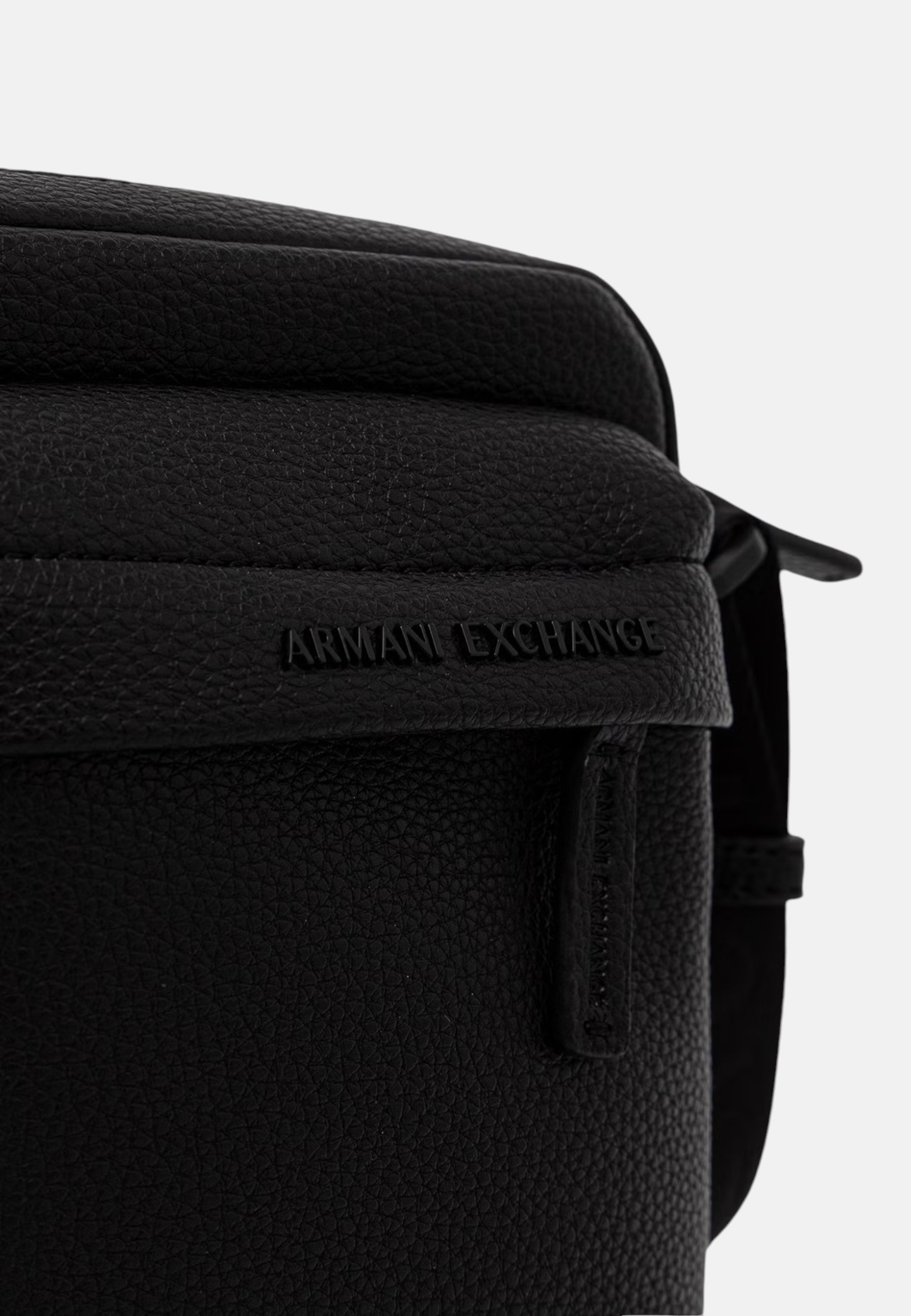 Borsello a tracolla piatta con banda a contrasto e zip Armani Exchange Black