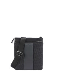 Borsello a tracolla piatta con banda a contrasto e zip Armani Exchange Black/forged Iron