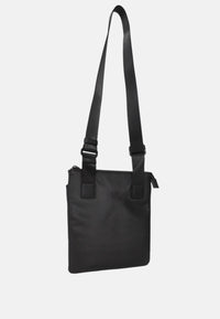 Borsello a tracolla piatta con banda a contrasto e zip Armani Exchange Black/forged Iron