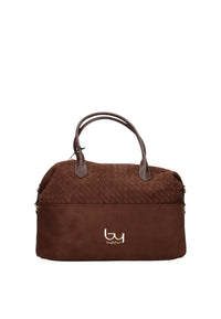 Borsa a Mano in Tessuto Scamosciato Byblos Chocolate