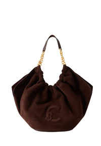 Coccinelle Borsa da donna in pelle scamosciata con logo in rilievo. Brunette