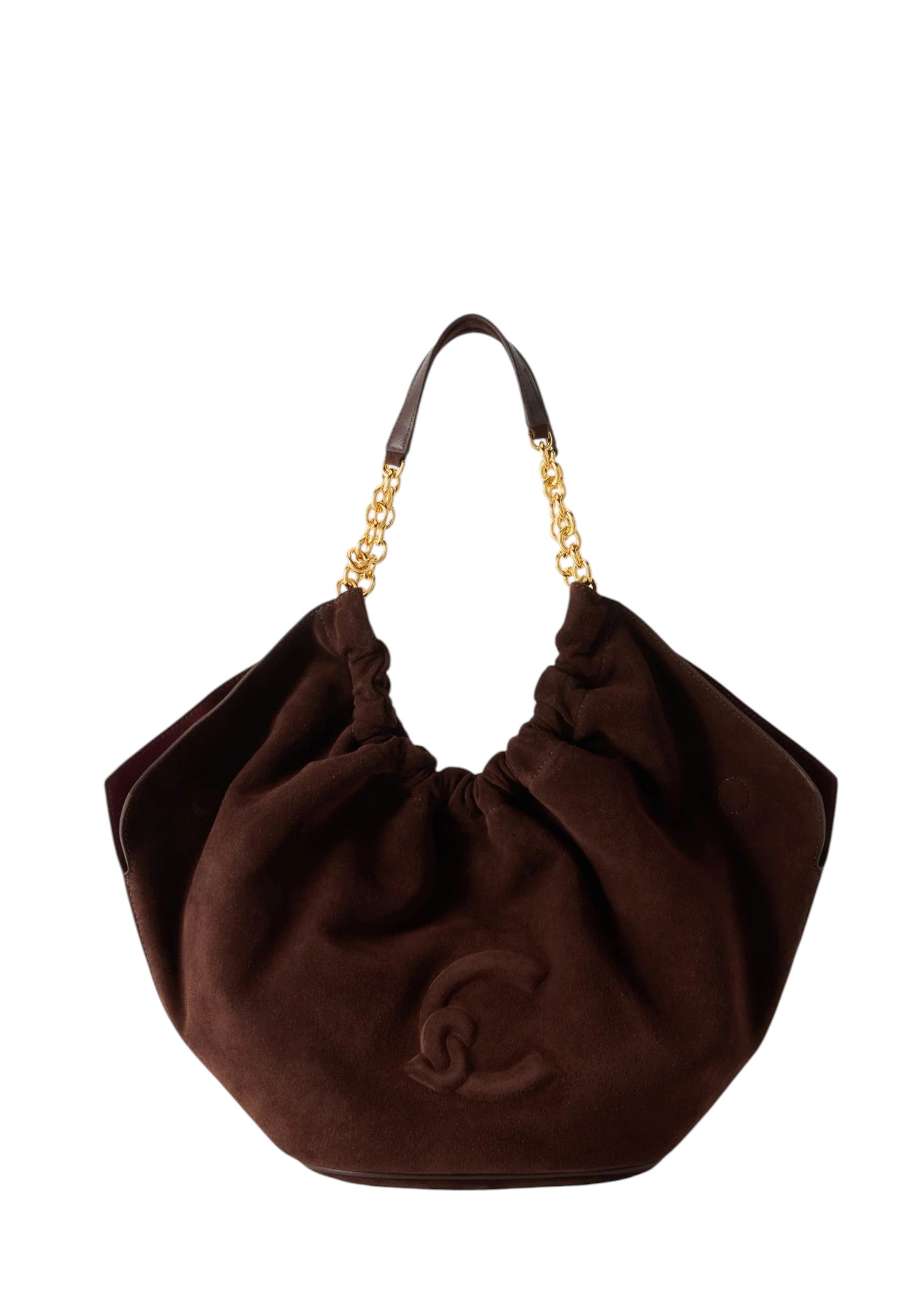 Coccinelle Borsa da donna in pelle scamosciata con logo in rilievo. Brunette