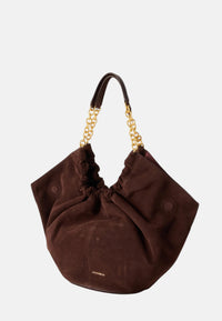 Coccinelle Borsa da donna in pelle scamosciata con logo in rilievo. Brunette