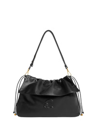 Coccinelle Borsa da donna a tracolla con patta e logo in rilievo. Noir