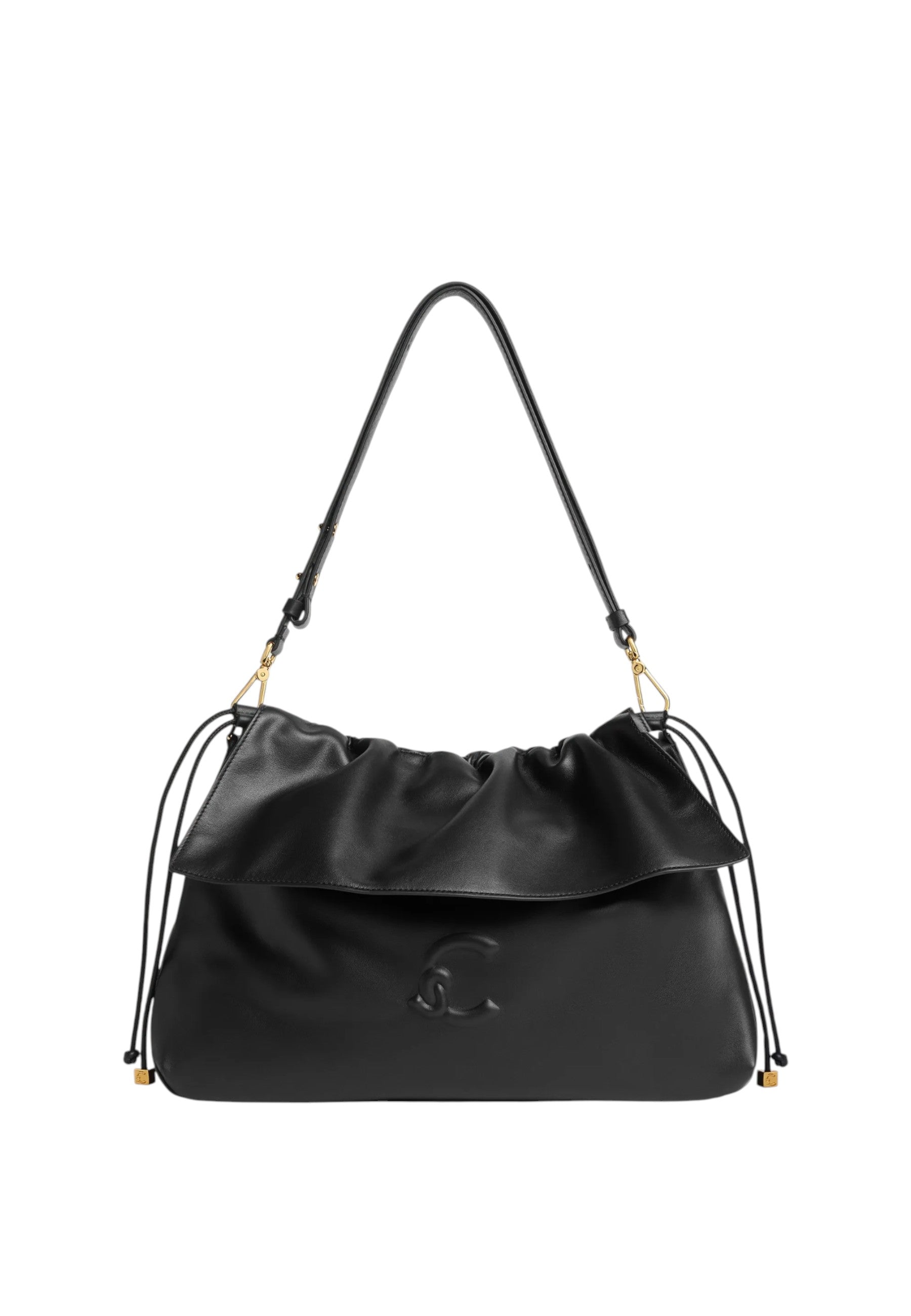 Coccinelle Borsa da donna a tracolla con patta e logo in rilievo. Noir