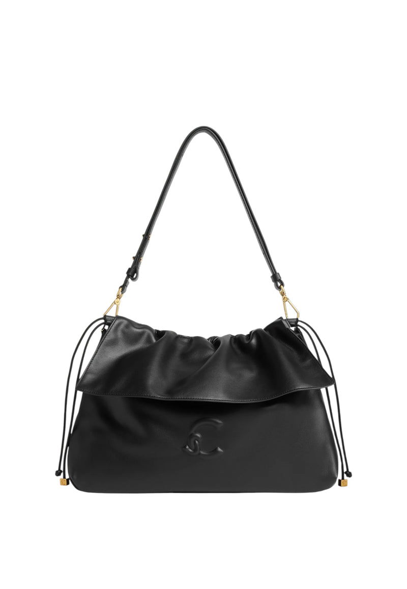 Coccinelle Borsa da donna a tracolla con patta e logo in rilievo. Noir