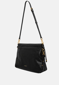 Coccinelle Borsa da donna a tracolla con patta e logo in rilievo. Noir